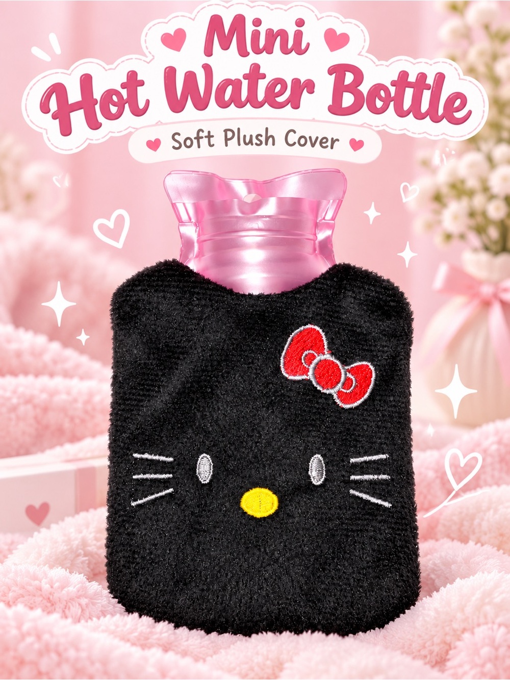 Hello Kitty Mini Hot Water Bottle Plush Cover.